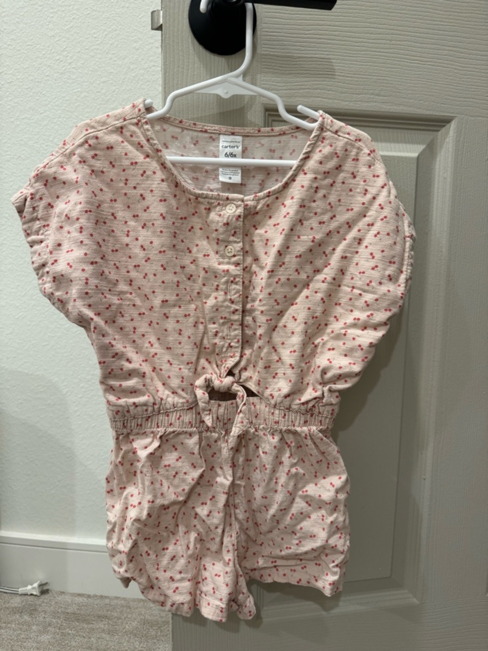 Carter's Girls’s Pink Cherry Cotton Romper